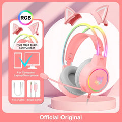 Pro Cat Ear Gaming Headset! RGB Lit, Pink or Black!