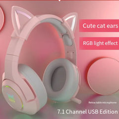 Pro Cat Ear Gaming Headset! RGB Lit, Pink or Black!