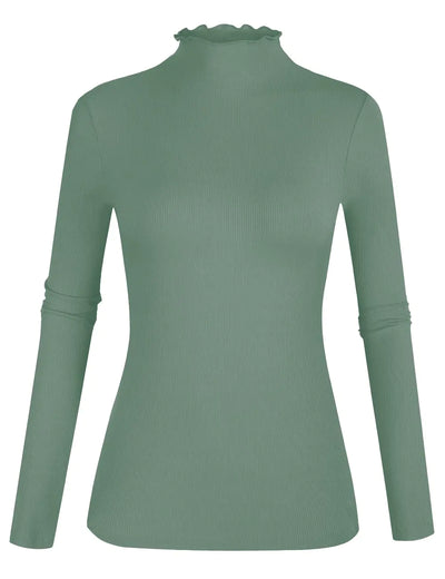 Comfortable & Chic V-Neck Top Grey Green