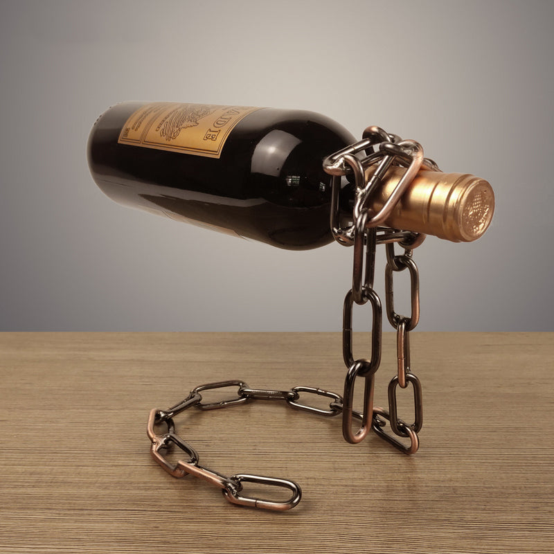 Elevate Your Space with the Magic Iron Chain Wine Bottle Holder – Where Style Meets Function!