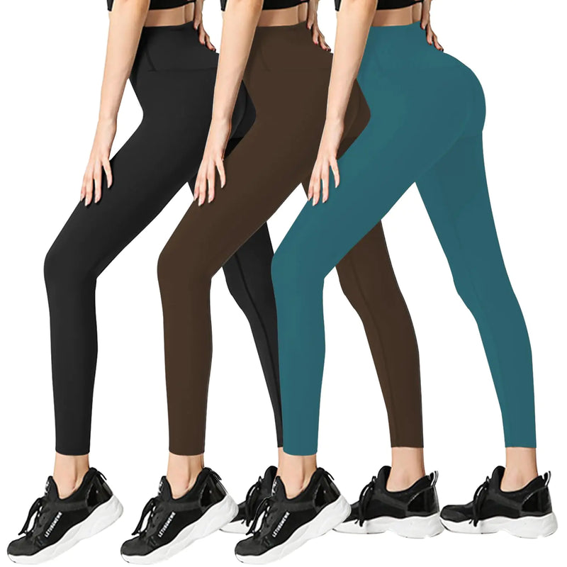 High-Waisted Leggings – 3 Pack for Ultimate Comfort & Control! 🖤✨