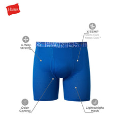 Hanes mens X-Temp 4-Way Performance Stretch Mesh 3-Pack Boxer Brief Large Assorted-3